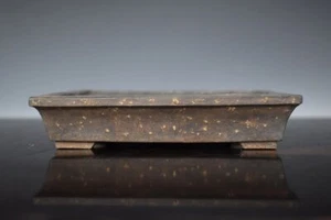Japanese Bonsai Pot 2nd HEIAN TOFUKUJI 5.3"(13.5cm) Unglazed Rectangle L258 - Picture 1 of 6