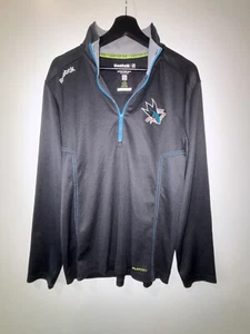 San Jose Sharks Reebok Center Ice Playdry 3/4 Zip Pullover Medium - Picture 1 of 4