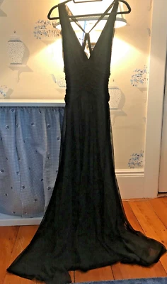 Vestido Formal Calvin Klein Negro Cuello Halter Fruncido Corpiño 14 Nuevo con Etiquetas $188 RTL Foto 1 de 4