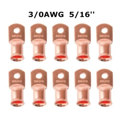 25x 3/0 Ga AWG 5/16" Stud Terminal Power Ground Wire Ring Cable Lug Crimp Copper - Image 1 of 4