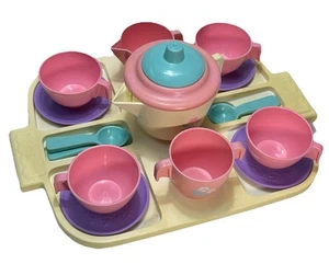 Vintage Fisher Price Tea Set Pastel Pink Blue Purple Incomplete Cups Tray - Picture 1 of 16