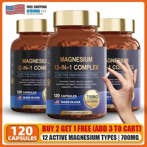Neu Magnesium Komplex 700mg 12 in 1 Magnesium Nahrungsergänzung - 120 Kapseln - Bild 1 von 7
