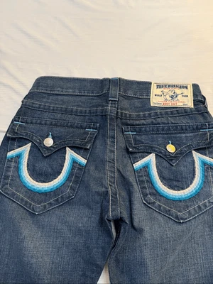TRUE RELIGION JEANS BOOT CUT SEAT BLUE COTTON MADE IN USA SIZE 30 - Image 1 of 4