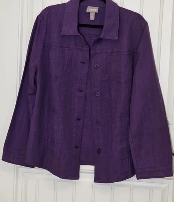 Chaqueta Blazer Chico's Mujer 3 XLarge 16 Bolsillos Mezcla Lino Púrpura Foto 1 de 4