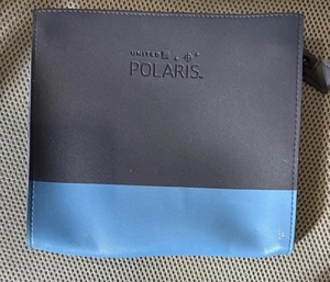 UNITED AIRLINES Polaris Business Class Pouch Bag Blue Empty Vanity Case - Picture 1 of 3