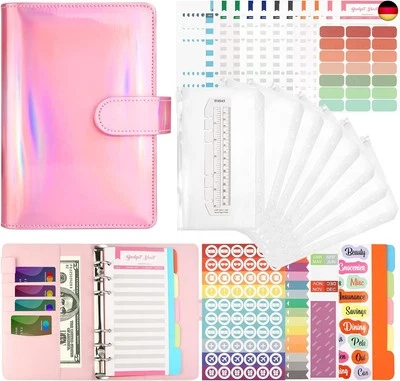 Budget Planner, LTZGO A6 Budget Binder Sparbuch mit Geldfächer und Aufkleber,