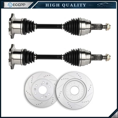 for GMC Yukon XL 1500 6.2L 5.3L 6.0L 2007-15 Front Brake Discs Rotors + CV Axle - Imagem 1 de 4