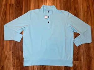 B Draddy Pullover Mens XL Long Sleeve Mock Neck Casual Shirt Baby Blue - Picture 1 of 10