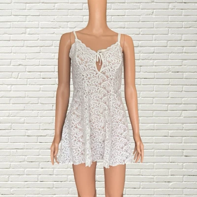 Mini Vestido Sin Mangas Vintage Años 90 Blanco Encaje - Sophia By Delicates Talla Xs/s Foto 1 de 4