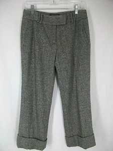 Etcetera Women's Wool Blend Black White Herringbone Cropped Capri Pants Size 2 - Picture 1 of 4