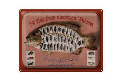 Blechschild Fisch 40x30 cm 39 Fish from american Waters Deko Schild - Bild 1 von 4