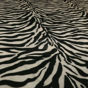 10 Metres Animal Zebra Black White Stripe Pattern Soft Velour Upholstery Fabric - Picture 1 of 5