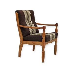 1970er, dänisches Design, Eichenholzsessel in Möbelwolle, Eichenholz. - Bild 1 von 10