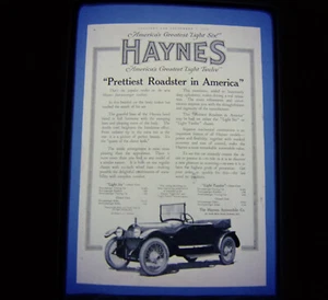 Haynes Roadster Light Six/Twelve de colección 35 mm extensión coche publicidad automotriz - Imagen 1 de 3
