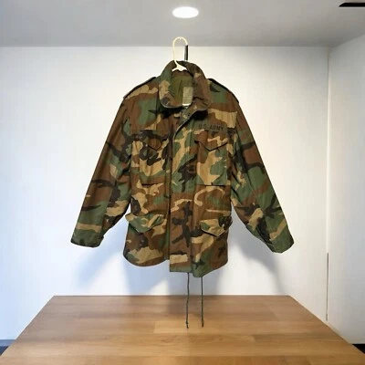 US Army Issued Cold Weather Field Lined Jacket Coat Woodland Camo Size M - Image 1 of 4
