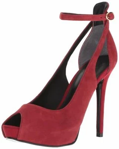 GUESS Women Holie Suede High Heels Peep Toe Stiletto Red Size 8.5 - Picture 1 of 8
