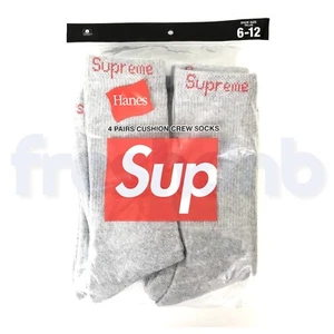 Calcetines Supreme Hanes Crew Gris (Paquete de 4) - Talla 6 - 12 - Trusted Seller - Imagen 1 de 9