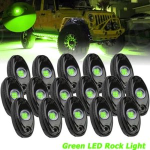Luces de roca LED verdes 16 cápsulas luz debajo de la carrocería para camión todoterreno Jeep UTV ATV 4x4 - Imagen 1 de 19