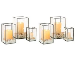 NUPTIO Hurricane Glass Candle Holders: 6 Pcs Clear Lantern Pillar Candles Hol... - Picture 1 of 7