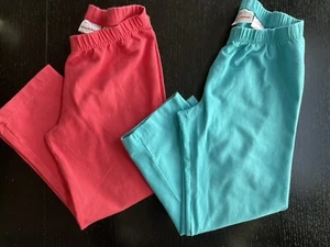 Hanna Andersson Sz 150 Girls Cropped Leggings Pink Blue Lot Set - Picture 1 of 5
