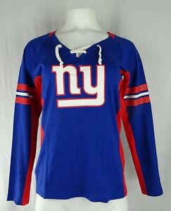 New York Giants NFL Majestic Women's Lace Up T-Shirt