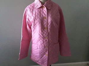 Lilly Pulitzer rosa Steppmantel Damen M Medium Knopfleiste linierte Taschen - Bild 1 von 3