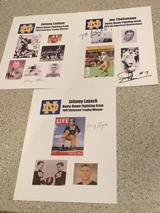 JOE THEISMANN JOHNNY LUJACK JOHNNY LATTNER FIRMADO 3 FOTOS DE NOTRE DAME ¡OFERTA! - Imagen 1 de 1