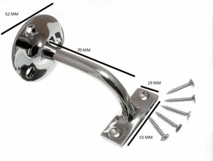 Stair hand rail bracket chrome plated brass 3 inch & screws Qty. pack of 3 - Picture 1 of 1