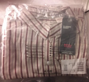 LEVIS Shirt Mens Size XL (44") LONG SLEEVE red and white stripes BNIB - Picture 1 of 8