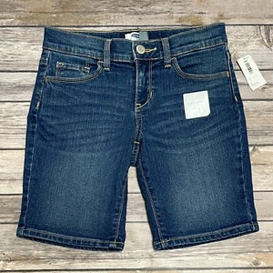 Old Navy Medium Wash Girls Denim Bermuda Shorts NWT 8 Regular Adjustable Waist - Picture 1 of 9