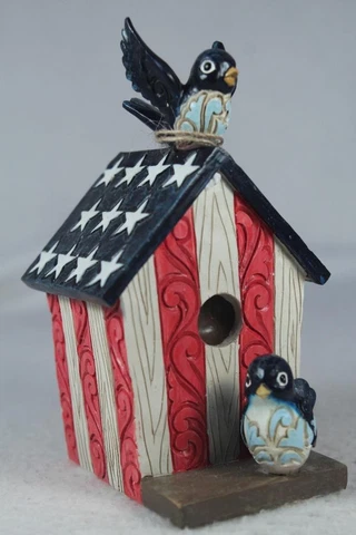 Jim Shore 'Star Spangled Songbirds' Patriotic Birdhouse 2023 #6012435 New In Box Cover