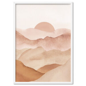Bohemian Watercolour Print. Sunset Mountains. Warm Abstract Landscape | UST-64