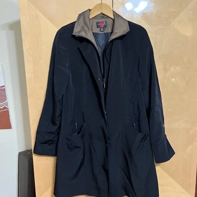 Impermeable para mujer Gallery negro con cuello marrón talla XS Foto 1 de 4