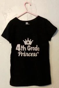 Girls Large 10-12 Shirt Short Sleeve Solid Black Crew Neck Next Level Apparel - Picture 1 of 5