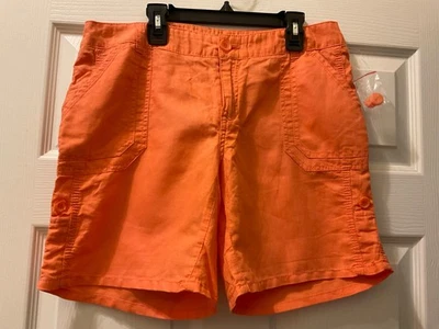 Nuevo sin etiquetas Pantalones Cortos Dalia Everyday Moda Lino Rayón con Bolsillos Naranja Ligeros  Foto 1 de 4