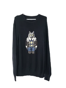 Women's Celio* Jumper Size L Navy Blue Owl Design - CM/05 - Picture 1 of 4