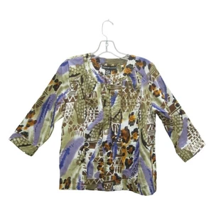 Spiegelbild Damen Jacke Small S Leinen Baumwolle Jacke Batik Animal Print Neu ohne Etikett - Bild 1 von 7