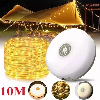 Portable Camping String Lights Retractable USB Rechargeable Lamps Waterproof 10M - Image 1 of 4