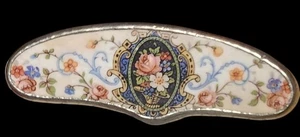 VTG 89' Carrigan Silver & Porcelain Floral Brooch Pin With Pastel Flower Design - Picture 1 of 4