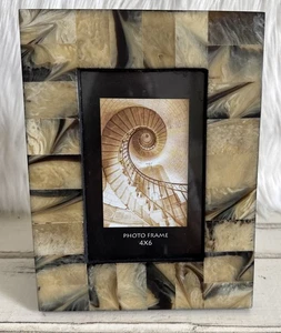 Vintage Handcrafted in India Genuine Horn Bone Earth Tones 4x6 Photo Frame - Picture 1 of 10