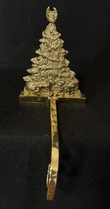 Vintage Brass Christmas Tree Stocking Holder Long Arm Heavy Christmas - Picture 1 of 4