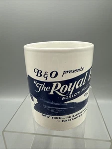 Vintage B&O Baltimore & Ohio Presents Royal Blue Modern Train Ceramic Coffee Mug - Picture 1 of 8