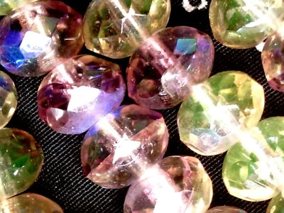 Antigo 25 contas RONDELLE VERDE ROXO AB FACETADO 6X9 mm #1012f - Imagem 1 de 4