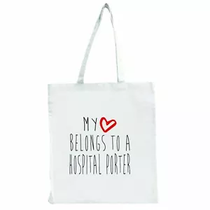My Heart Belongs à Une Hôpital Porter - Grand Fourre-Tout Shopping Sac - Picture 1 of 1