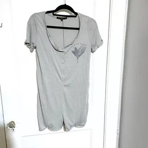 RETROSPECTIVE CO Women's Medium PAJAMAS Romper Gray Wild At Heart - Picture 1 of 5