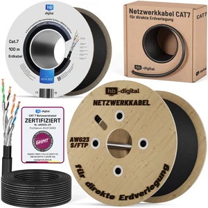 Cat 7 Erdkabel Outdoor Verlegekabel Innen-Außen Kabel Netzwerk LAN Datenkabel UV - Afbeelding 1 van 88