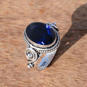 Oval Blue Tanzanite Men's Ring With 925 Sterling Silver Handmade Festival Ring