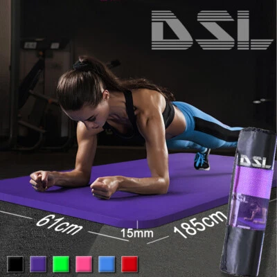 61x 185cm Yoga Mat 15mm Thick Gym Exercise Fitness Pilates Workout Mat Non Slip - Image 1 of 4