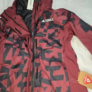 Adidas Terrex 2L GFX J Insulated Ski Parley Jacket Small NWT Burgundy - Picture 1 of 10