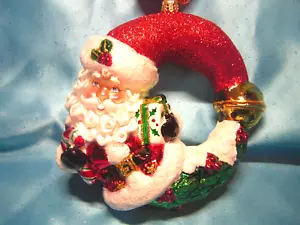 Christopher Radko Christmas Ornament "Christmas Wishes Santa Wreath" - NEW w/tag - Picture 1 of 3